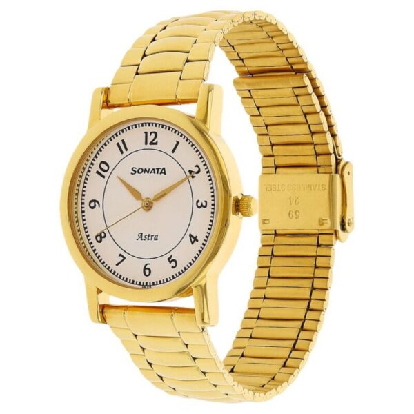 Sonata mens golden analog watch