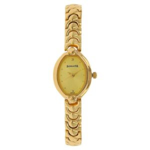 sonata women golden watch 8107