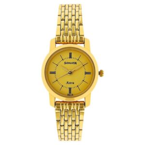 sonata women golden watch 87018